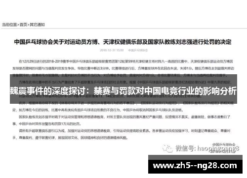 魏震事件的深度探讨：禁赛与罚款对中国电竞行业的影响分析